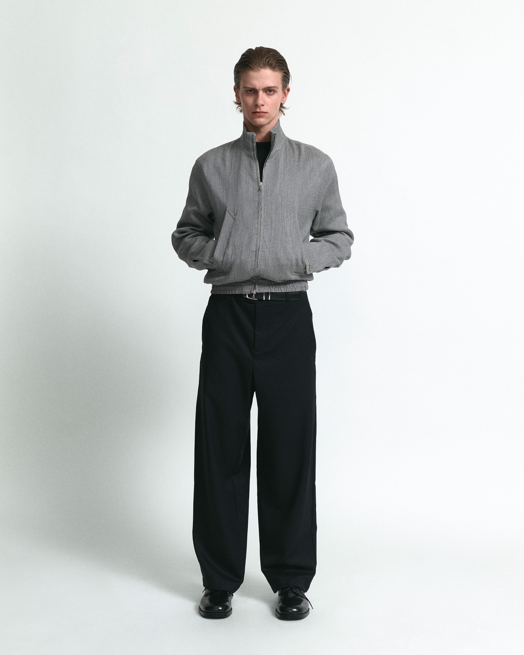 LUDOVICO BLOUSON IN DUSK WOOL AND SILK